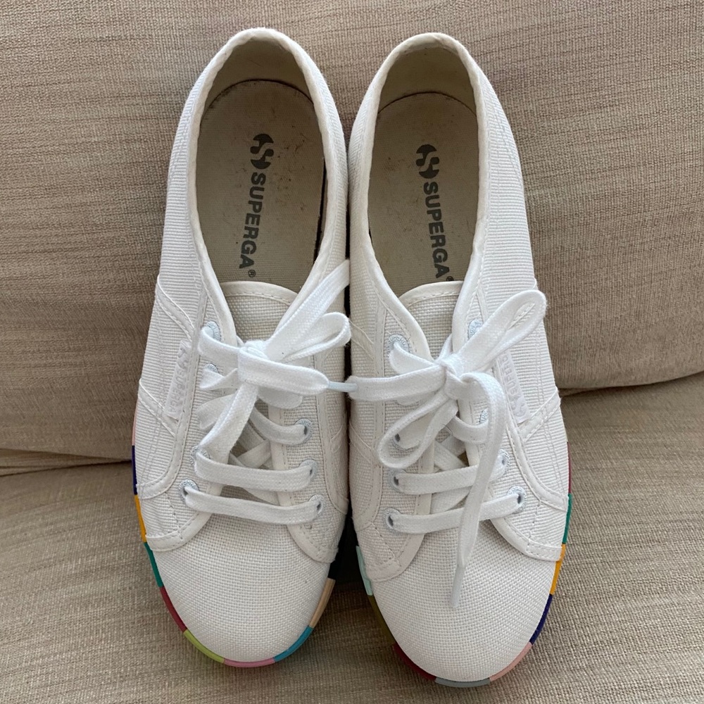 Superga platform Rainbow shoes 7.5 white